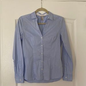 H&M Blue Button Down Stretch Collared Skirt
